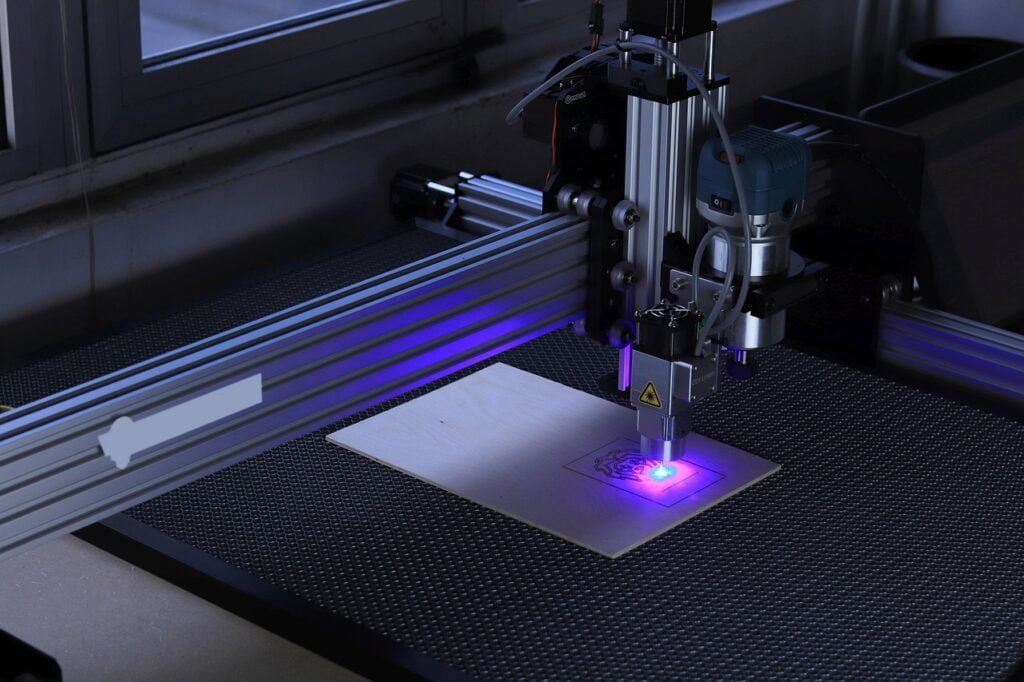 a machine with a laser light