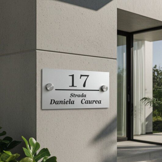 Numar de casa personalizat argintiu