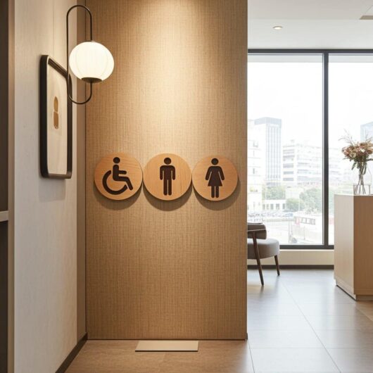 Indicator de toaleta din lemn